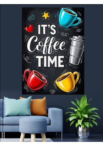 "kahve Zamanı" Renkli Poster Dekoratif Kanvas - Mdf Ahşap Tablo fiyatları
