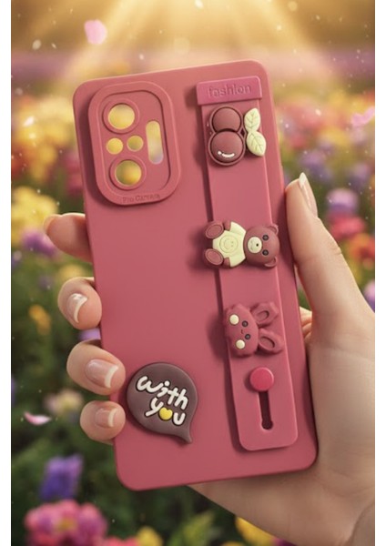 Redmi Note 10 Pro Uyumlu Kılıf Bordo Renk 3D Figürlü Darbe Emici Yumuşak Silikon Kapak