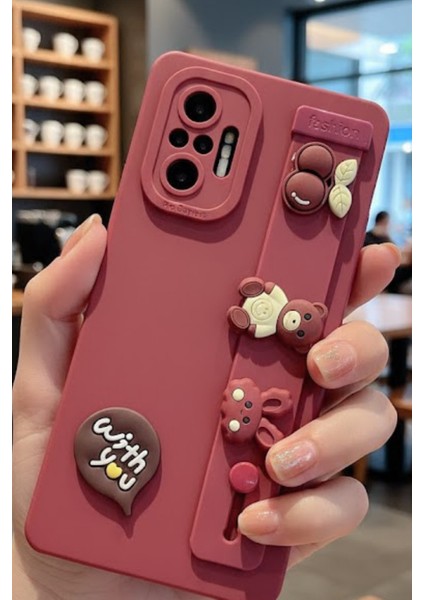 Redmi Note 10 Pro Uyumlu Kılıf Bordo Renk 3D Figürlü Darbe Emici Yumuşak Silikon Kapak modelleri
