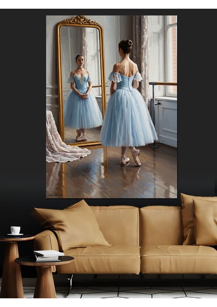 Küçük Balerin Ayna Yansıması Dekoratif Kanvas - Mdf Ahşap Tablo modelleri
