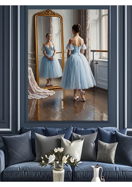 Küçük Balerin Ayna Yansıması Dekoratif Kanvas - Mdf Ahşap Tablo fırsatları