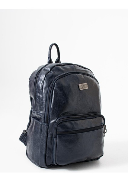 Suni Deri Yıkama Sırt çantası (Poliüretan) Lacivert MODEL:(571-14-16H) modelleri