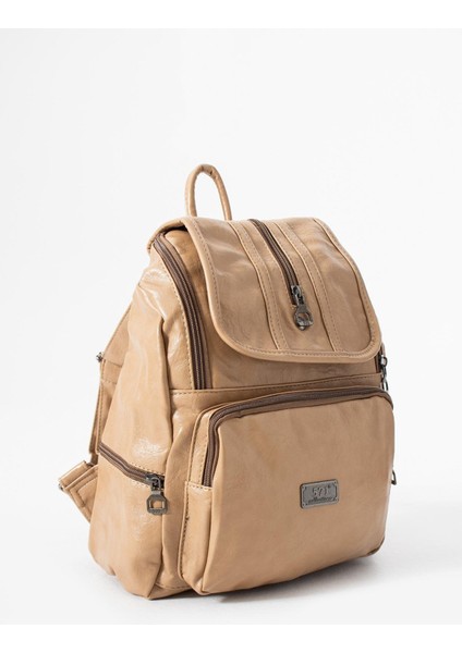 Suni Deri Yıkama Sırt çantası (Poliüretan) Bej MODEL:(571-14-16J) modelleri