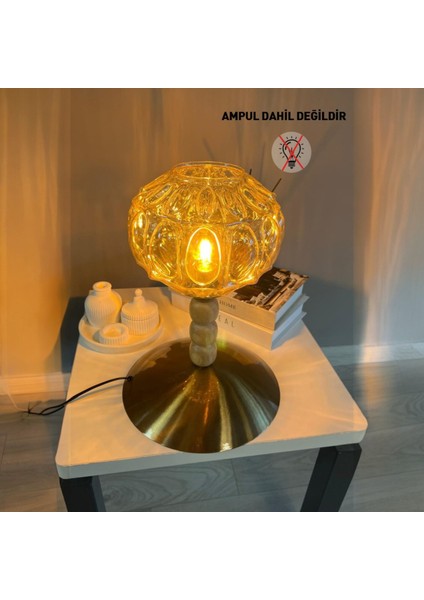 Şila Cam Bal Rengi Üç Boncuk Masa Lambası Dekoratif Masaüstü Aydınlatma Hol Yatak Odası Başucu Lamba fırsatları