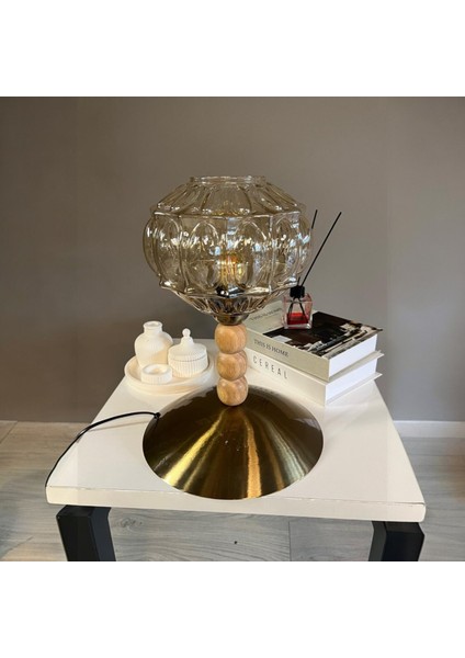 Şila Cam Bal Rengi Üç Boncuk Masa Lambası Dekoratif Masaüstü Aydınlatma Hol Yatak Odası Başucu Lamba indirimleri