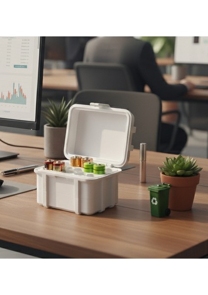 Aa Pil Saklama Kutusu - 3D Baskı Taşıma Kutusu - 15'li Pil Organizer Kutu Beyaz