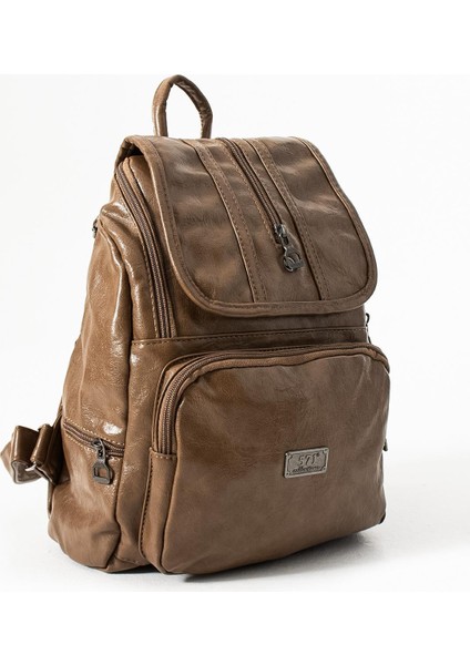 Suni Deri Yıkama Sırt çantası (Poliüretan) Vizon MODEL:(571-14-16J) modelleri