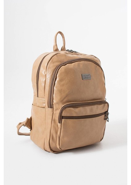 Suni Deri Yıkama Sırt çantası (Poliüretan) Bej MODEL:(571-14-16H) modelleri