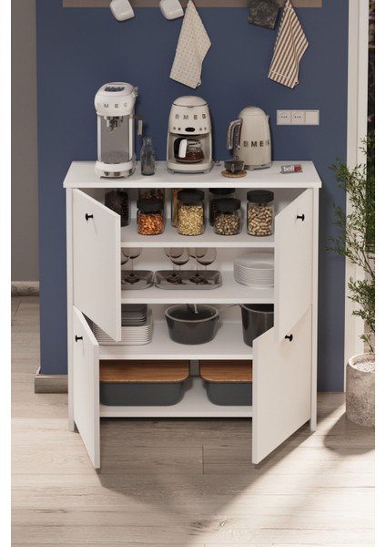 4 Kapaklı Dolap 4 Bölmeli Çok Amaçlı Dolap Mutfak Dolabı Banyo Dolabı Kiler Tetra Beyaz fiyatları