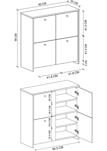 4 Kapaklı Dolap 4 Bölmeli Çok Amaçlı Dolap Mutfak Dolabı Banyo Dolabı Kiler Tetra Beyaz fırsatları