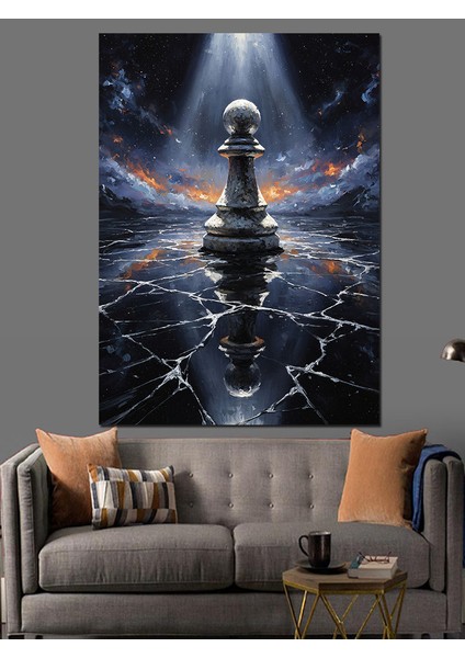 Işık Altında Satranç Piyonu Dekoratif Kanvas - Mdf Ahşap Tablo