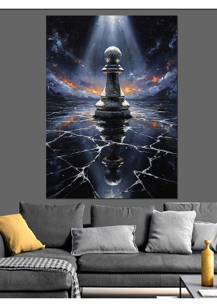 Işık Altında Satranç Piyonu Dekoratif Kanvas - Mdf Ahşap Tablo fiyatları