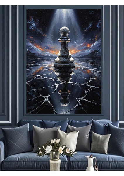 Işık Altında Satranç Piyonu Dekoratif Kanvas - Mdf Ahşap Tablo modelleri