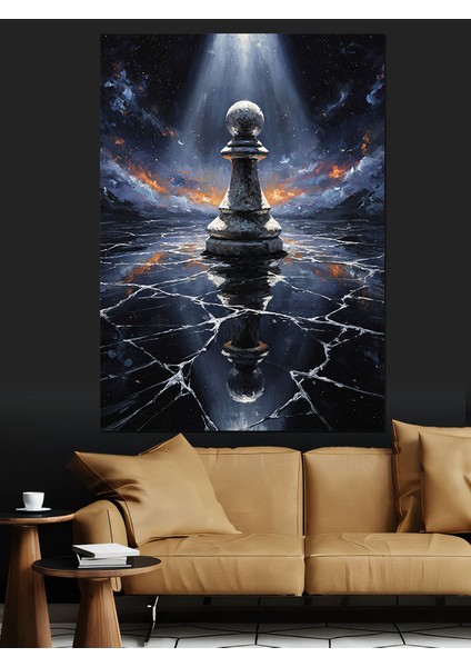 Işık Altında Satranç Piyonu Dekoratif Kanvas - Mdf Ahşap Tablo fırsatları