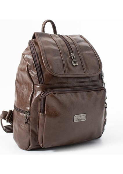 Suni Deri Yıkama Sırt çantası (Poliüretan) Kahverengi MODEL:(571-14-16J) modelleri