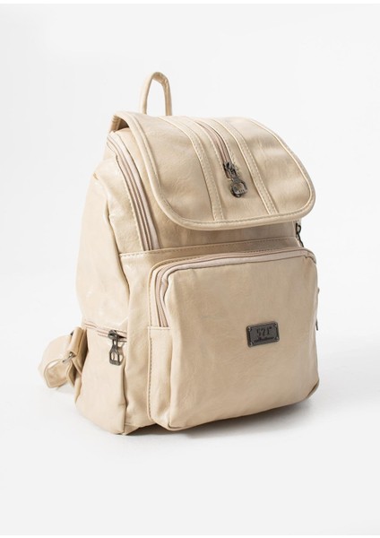 Suni Deri Yıkama Sırt çantası (Poliüretan) Krem MODEL:(571-14-16J) modelleri