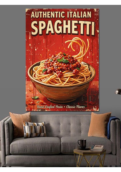 Spagetti Makarna Yemek Poster Dekoratif Kanvas - Mdf Ahşap Tablo fiyatları