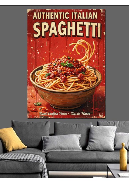 Spagetti Makarna Yemek Poster Dekoratif Kanvas - Mdf Ahşap Tablo modelleri