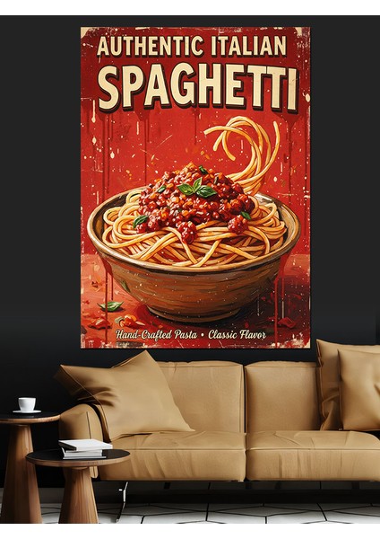 Spagetti Makarna Yemek Poster Dekoratif Kanvas - Mdf Ahşap Tablo indirimleri