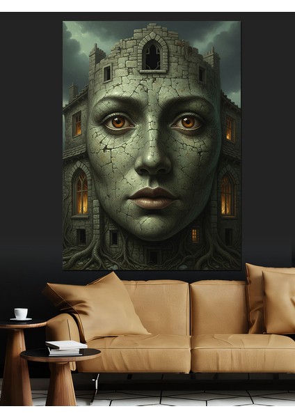 Kadın Yüzlü Bina Dekoratif Kanvas - Mdf Ahşap Tablo modelleri