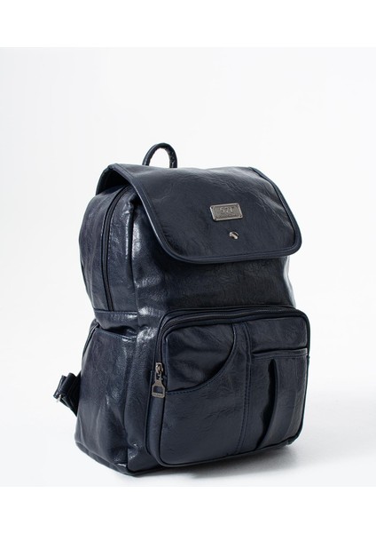 Suni Deri Yıkama Sırt çantası (Poliüretan) Lacivert MODEL:(571-14-16I) modelleri