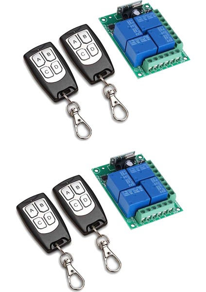 2x Evrensel Kablosuz Uzaktan Kumanda Anahtarı Dc 12V 4ch Röle Alıcı Modülü 4 Kanallı Rf Uzaktan Kumandalı 433MHZ Verici (Yurt Dışından)