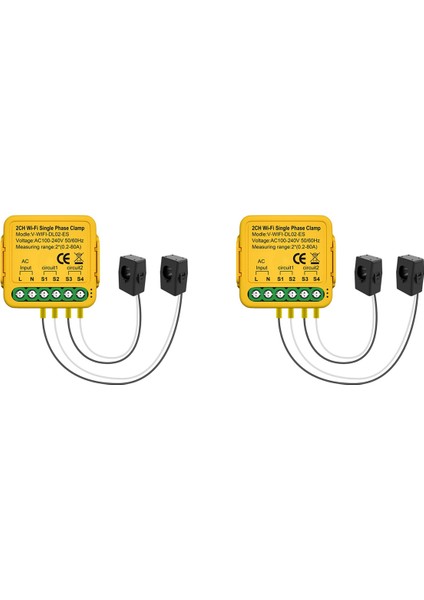 2x Tuya Wifi Güç Ölçer Monitörü 2ch Gerçek Zamanlı Enerji Akım Monitörü Otomasyon Bildirimleri Akıllı Yaşam Uzaktan Kumandası (Yurt Dışından)