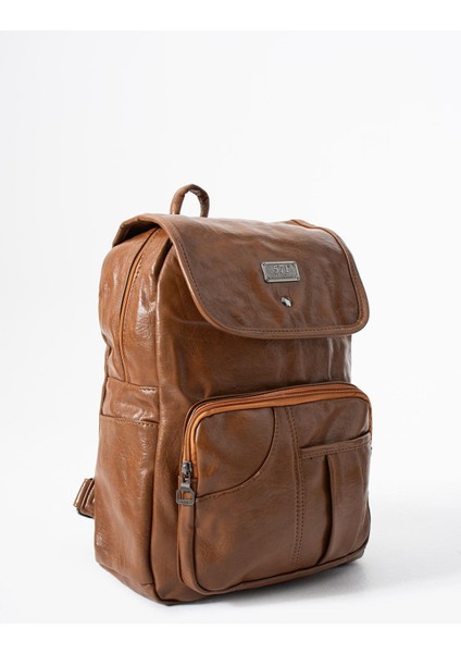 Suni Deri Yıkama Sırt çantası (Poliüretan) Taba MODEL:(571-14-16I) modelleri