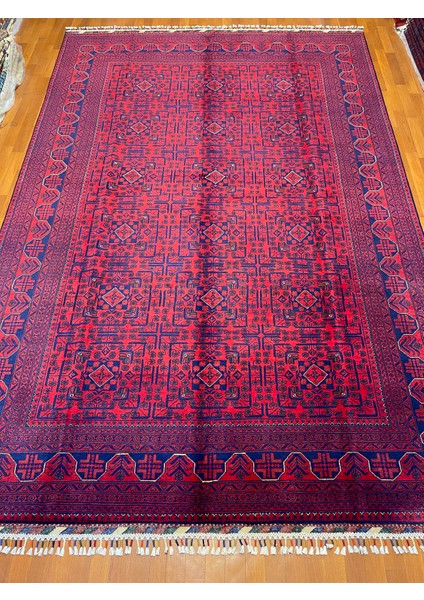 El Dokuma Afgan Halı Yıldız Desenli Bordo Renk 6 Metre Kare fiyatları