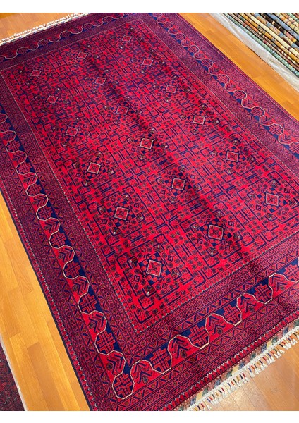 El Dokuma Afgan Halı Yıldız Desenli Bordo Renk 6 Metre Kare modelleri