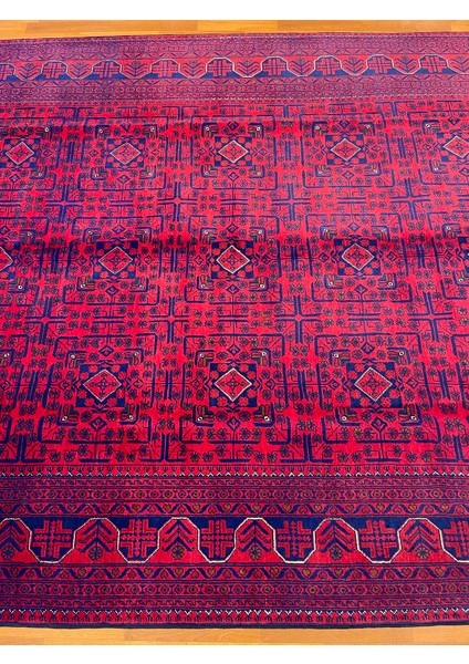El Dokuma Afgan Halı Yıldız Desenli Bordo Renk 6 Metre Kare fırsatları