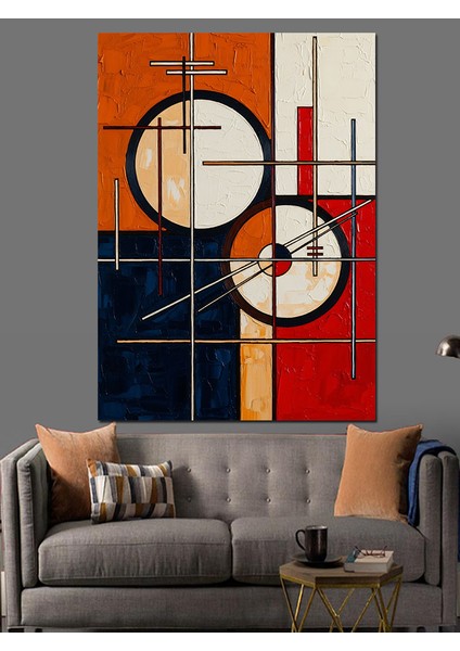 Renkli Soyut Geometrik Tasarımı Dekoratif Kanvas - Mdf Ahşap Tablo modelleri