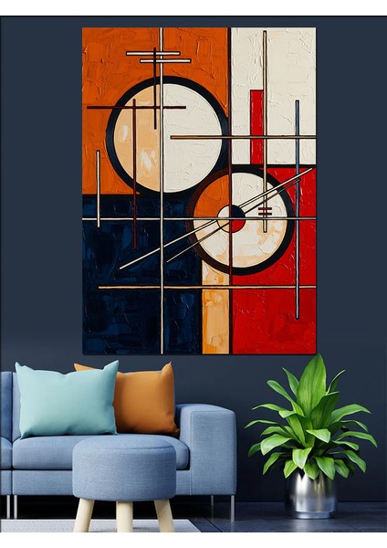 Renkli Soyut Geometrik Tasarımı Dekoratif Kanvas - Mdf Ahşap Tablo fırsatları