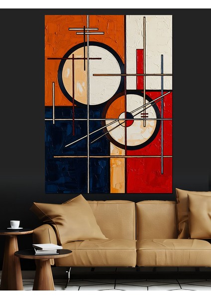 Renkli Soyut Geometrik Tasarımı Dekoratif Kanvas - Mdf Ahşap Tablo indirimleri