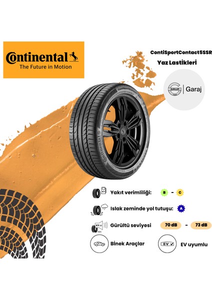 225/40R19 93Y Xl Continental Contisportcontact5 Ssr Moe - 2024 Yaz - Grupgaraj Güvencesiyle!