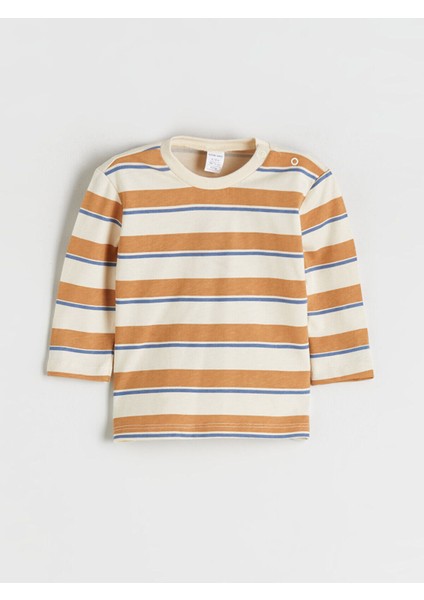 Bisiklet Yaka Uzun Kollu Çizgili Erkek Bebek Tişört ve Eşofman Altı 2'li fiyatları