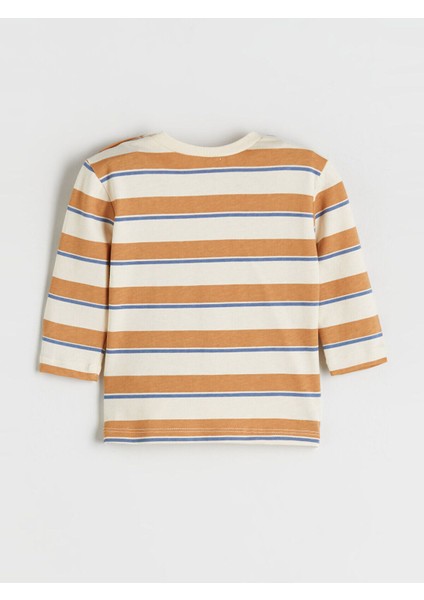 Bisiklet Yaka Uzun Kollu Çizgili Erkek Bebek Tişört ve Eşofman Altı 2'li modelleri