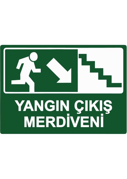 Yangın Çıkış Merdiveni Isg Uyarı Levhası Pvc A5 15X21 cm