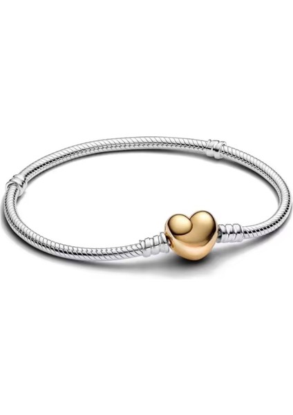 Gümüş Damgalı Kalp Klipsli Yılan Zincir Bileklik fiyatları