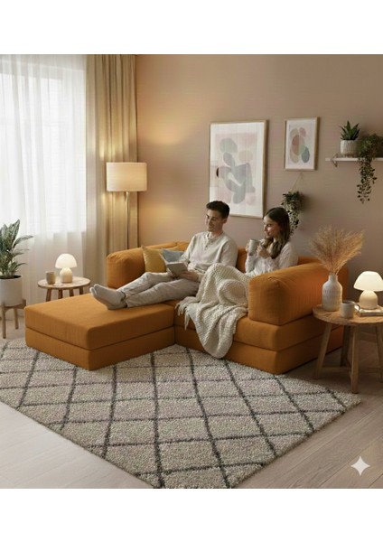 200X200 Köşe Takımı |kadife | Köşe Koltuk | Modüler Köşe Takımı | Yataklı L Koltuk | Fitilli Kadife | Yıkanabilir Fitilli Kadife Kumaş