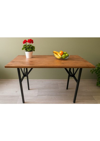 Bahçe Balkon Çayseti Masası, Orta Sehpa, Yemek Masası, Mutfak Masası, Sehpa, Masa Ceviz - 90 x 60 cm