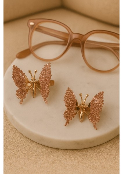 Zarif Taş Işıltılı Oynar Kanatlı Kelebek Pens Toka