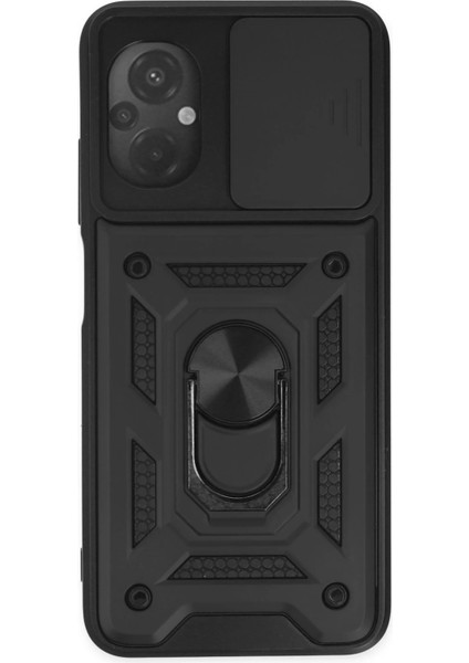 Xiaomi Poco M5 Kılıf Pars Lens Yüzüklü Silikon - Siyah