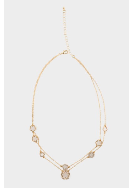 Kadın 2'li Beyaz Detaylı Yonca Kolye G1272AXNS