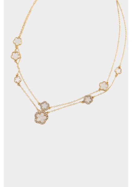 Kadın 2'li Beyaz Detaylı Yonca Kolye G1272AXNS fiyatları