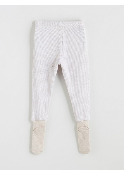 Gri Beli Lastikli Çoraplı Erkek Bebek Pijama Alt 2'li