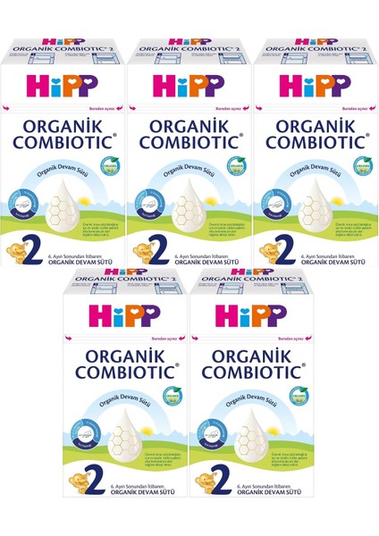 Organik Combiotic Devam Sütü 600GR No:2 (6-12 Ay) (5 Li Set)