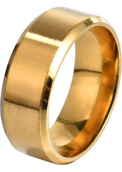 Altın Renkli 316L Kalite Paslanmaz Kadın Çelik Alyans Yüzük - 24 Ölçü