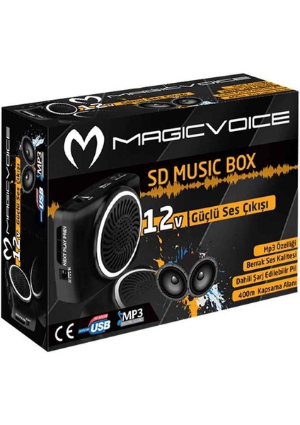 voice MV-17450 USB-SD Kart Girişli Şarjlı Mini Seyyar Rehber Anfisi