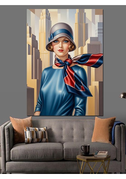 Klasik Şapkalı Retro Kadın Dekoratif Kanvas - Mdf Ahşap Tablo fiyatları